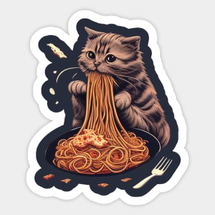 CAT EATING SPAGUETTI Sticker